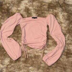 Pink Off the Shoulder Forever 21 Crop Top with Boho Sleeves.